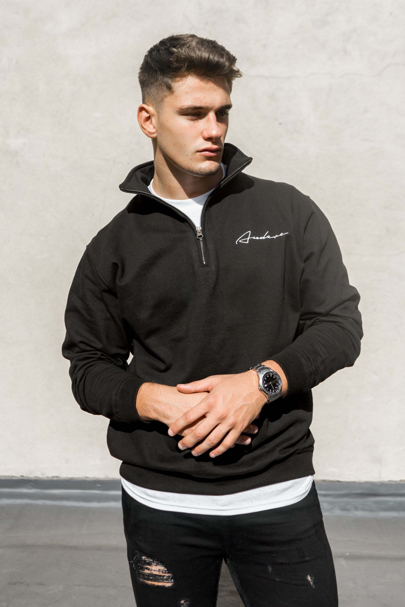 Black Script 1/4 Zip Neck – Audere Couture