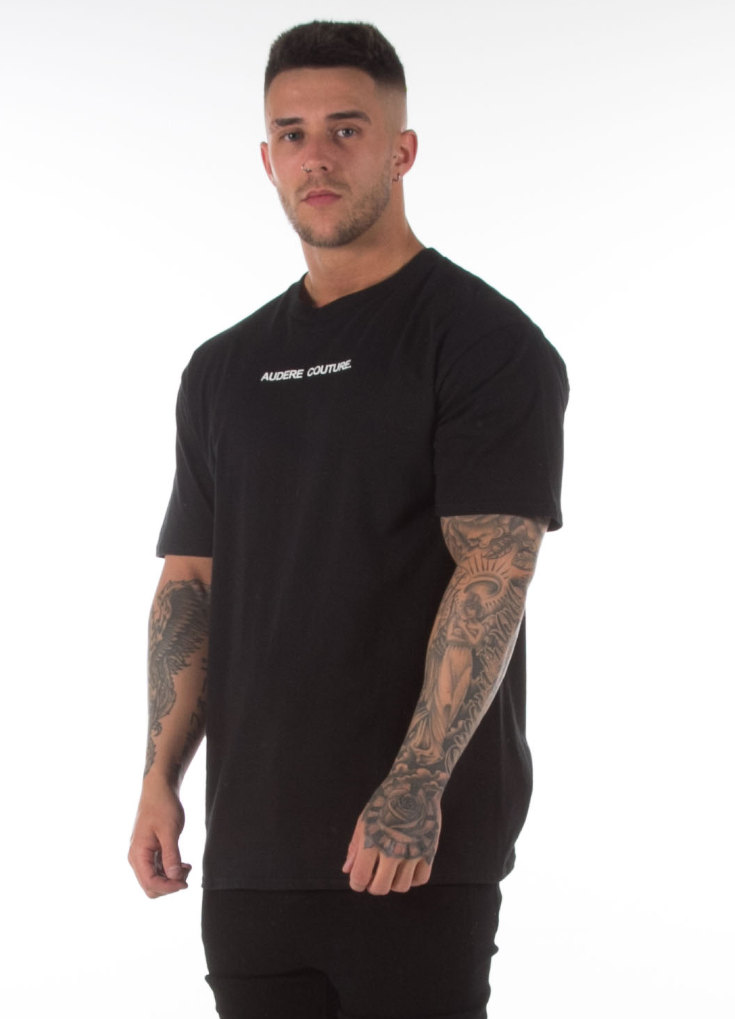 Black Text Logo Tshirt – Audere Couture